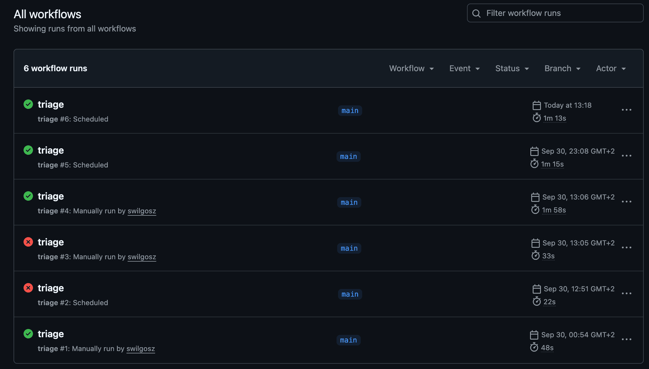 The scheduled runs - including two day-one bugs, fixed the same day